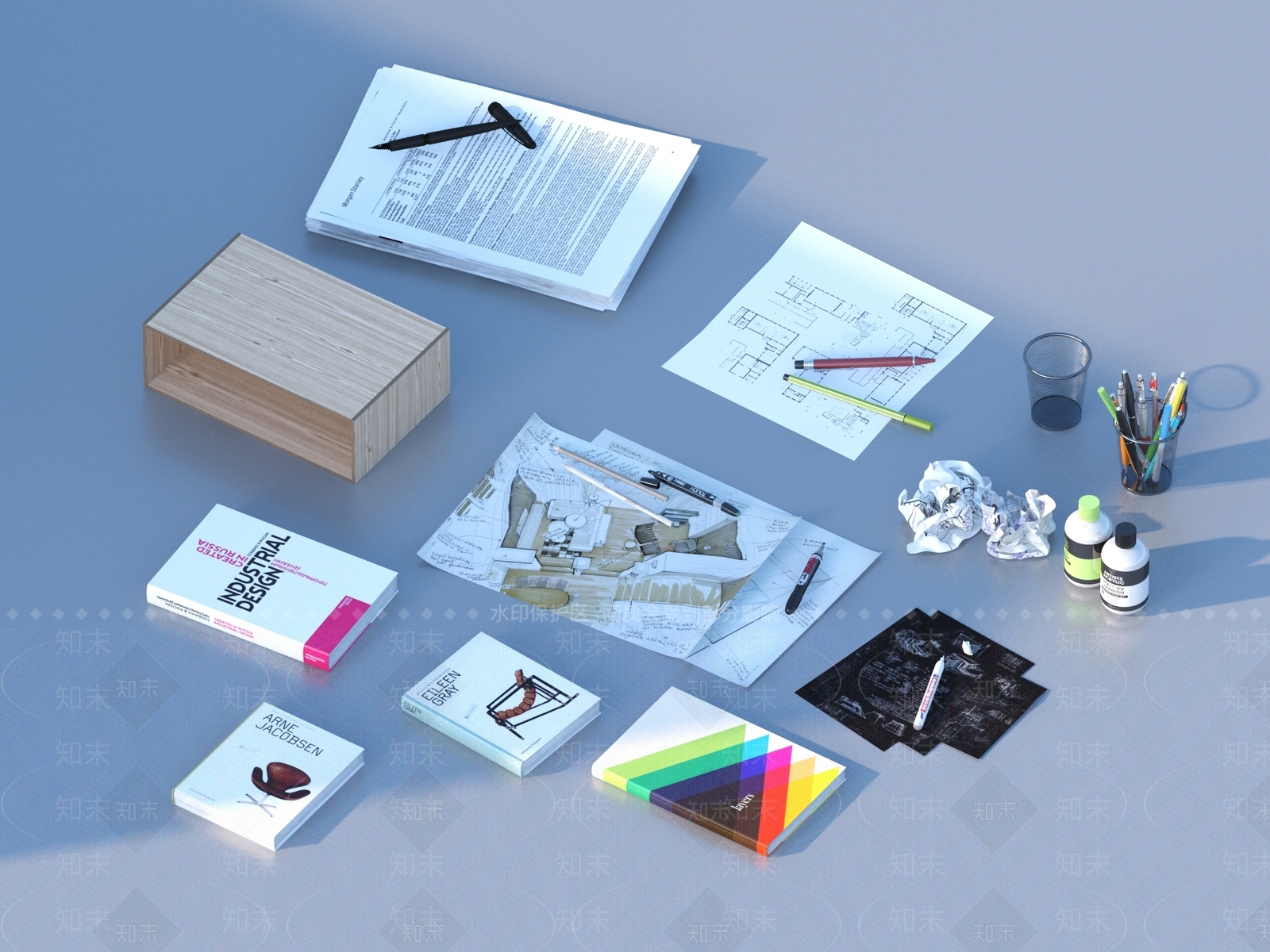 办公用品3D模型下载【ID:1186352302】