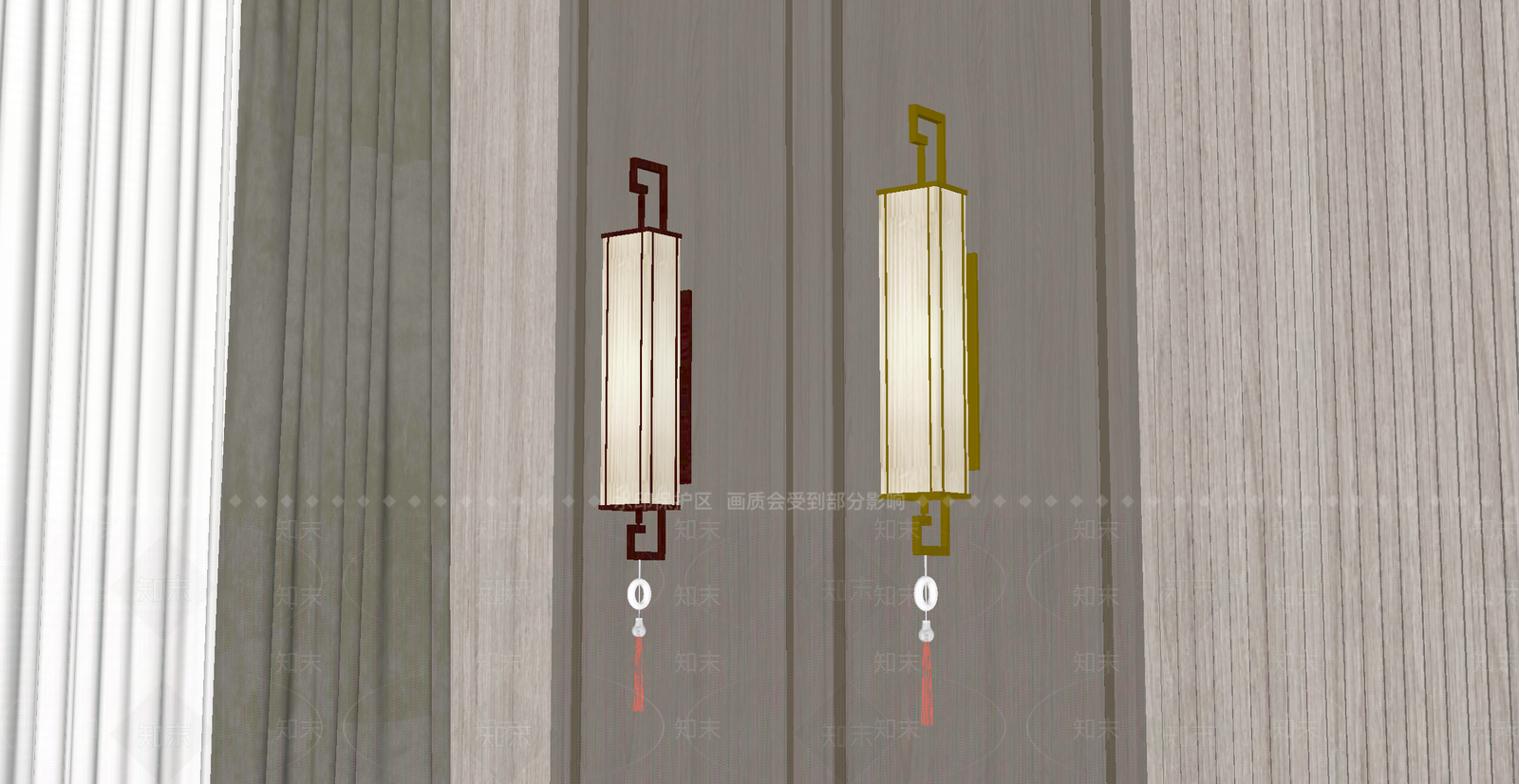 中式长条壁灯SU模型下载【ID:1186354651】