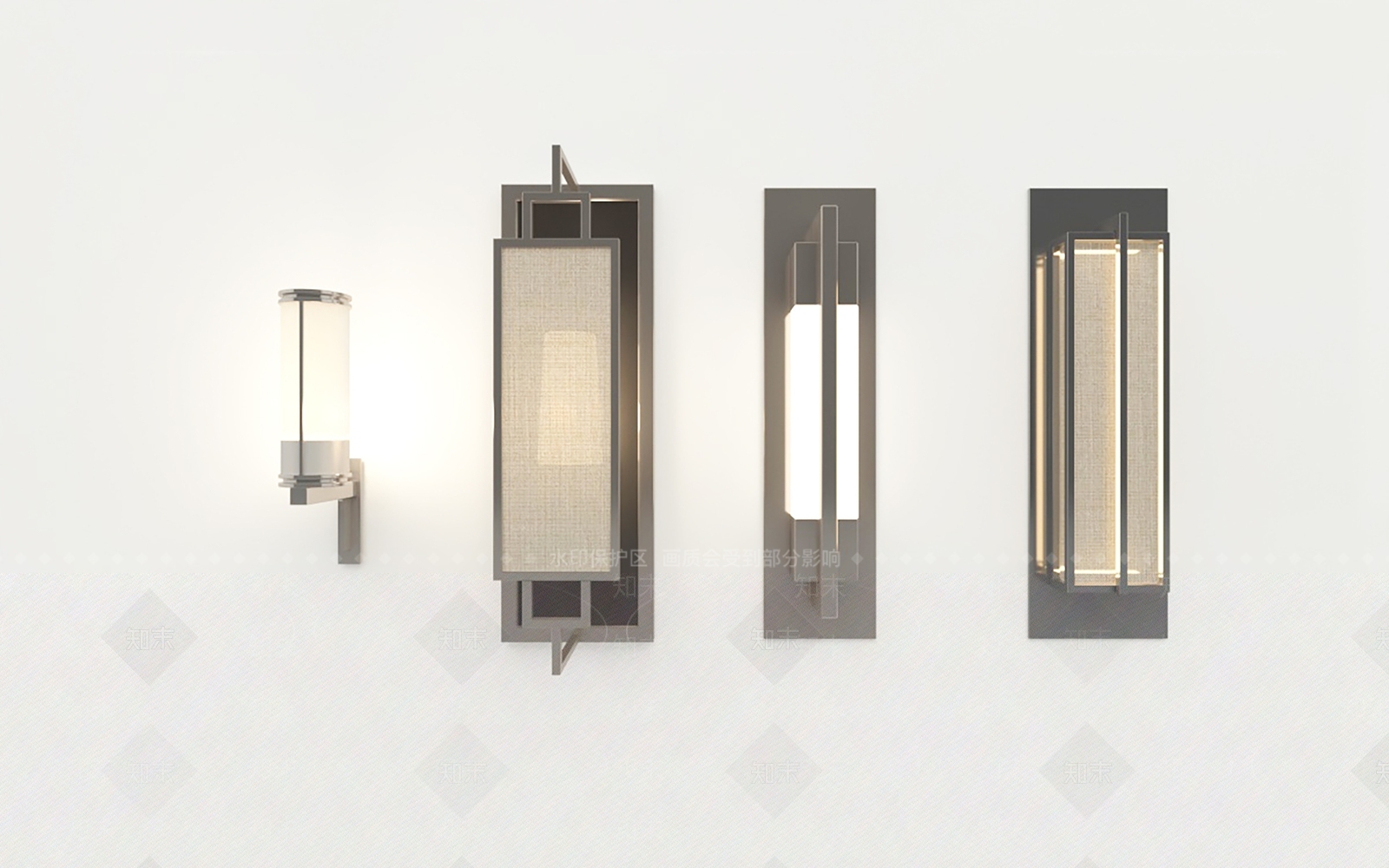中式长条壁灯SU模型下载【ID:1186354742】