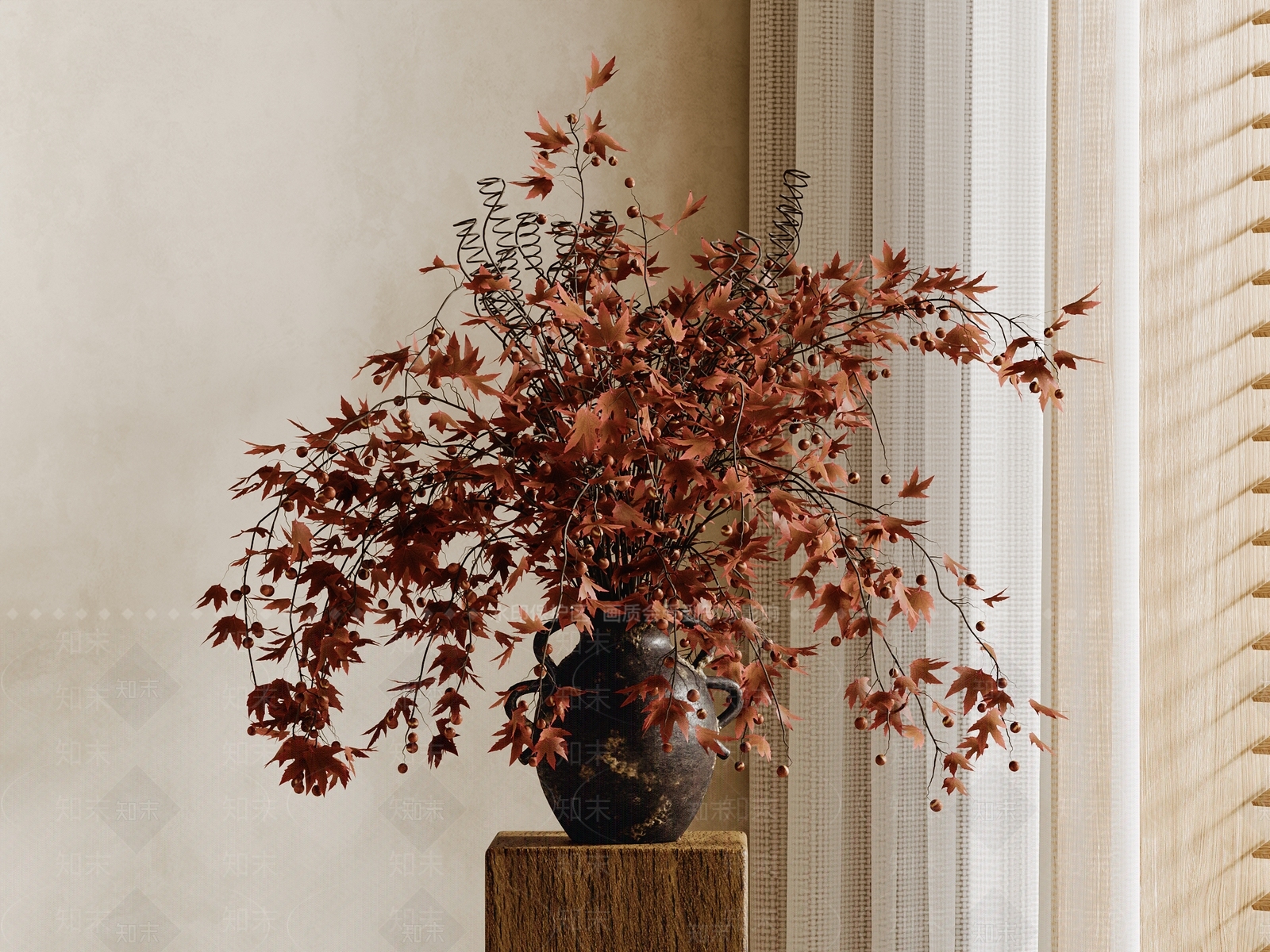 侘寂花艺3D模型下载【ID:1186354824】