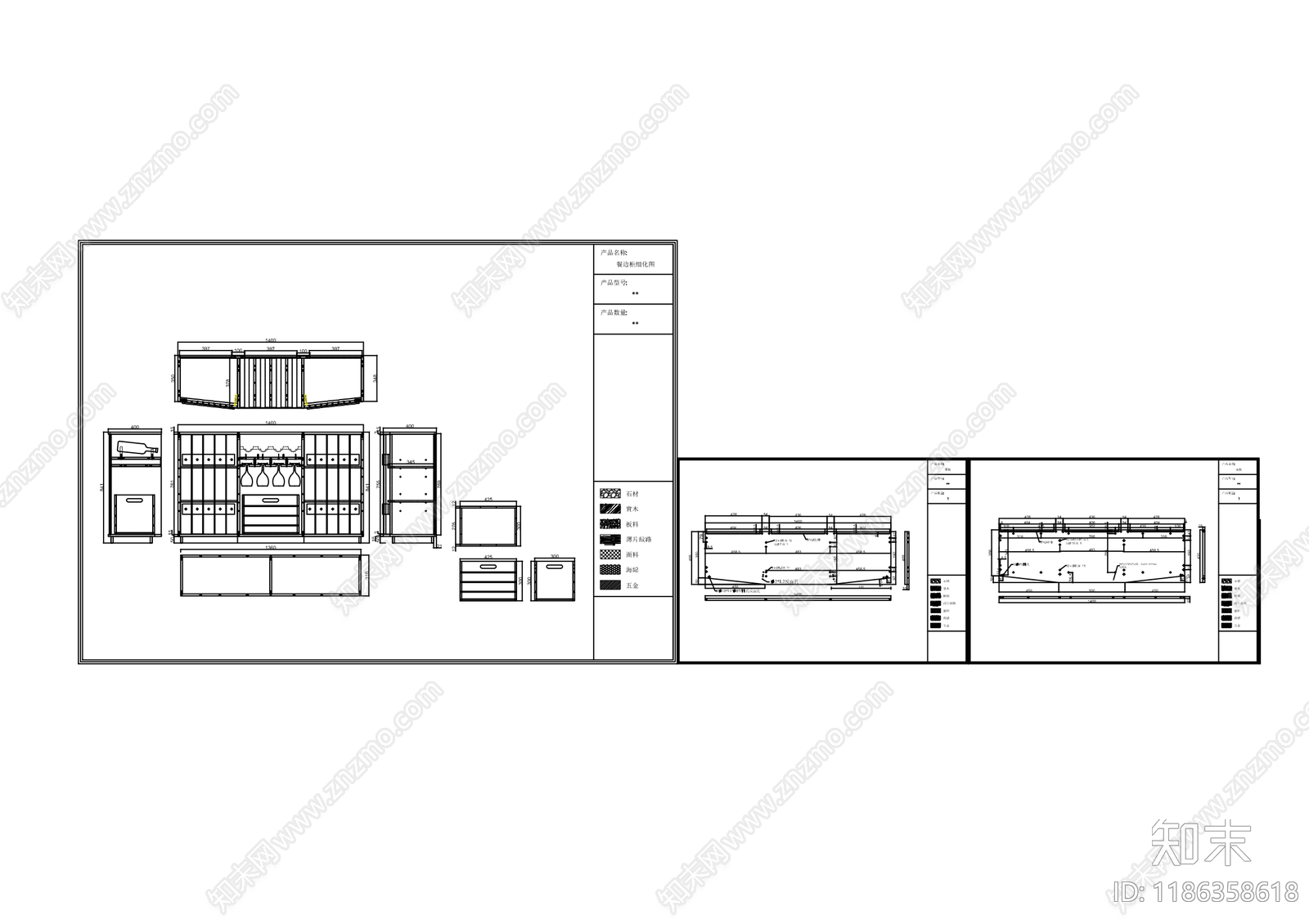 现代新中式柜子cad施工图下载【ID:1186358618】