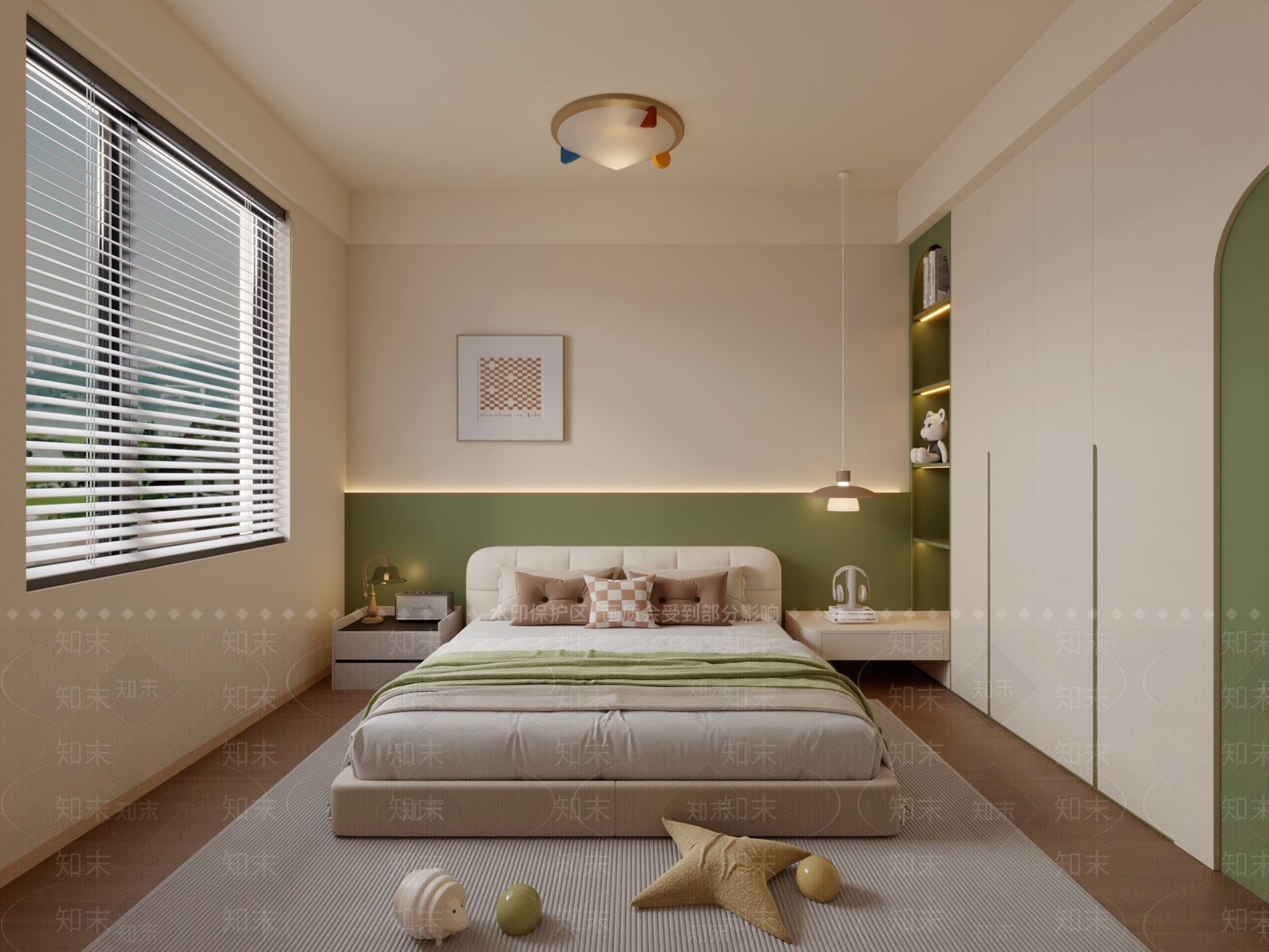 现代奶油通用儿童房3D模型下载【ID:1186360950】
