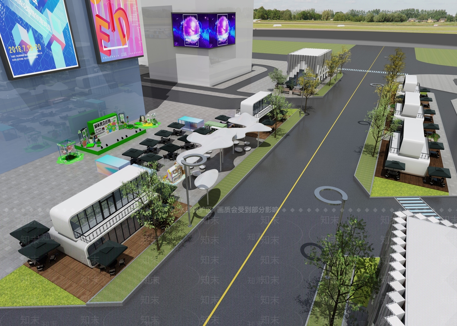 现代商业街3D模型下载【ID:1186361938】