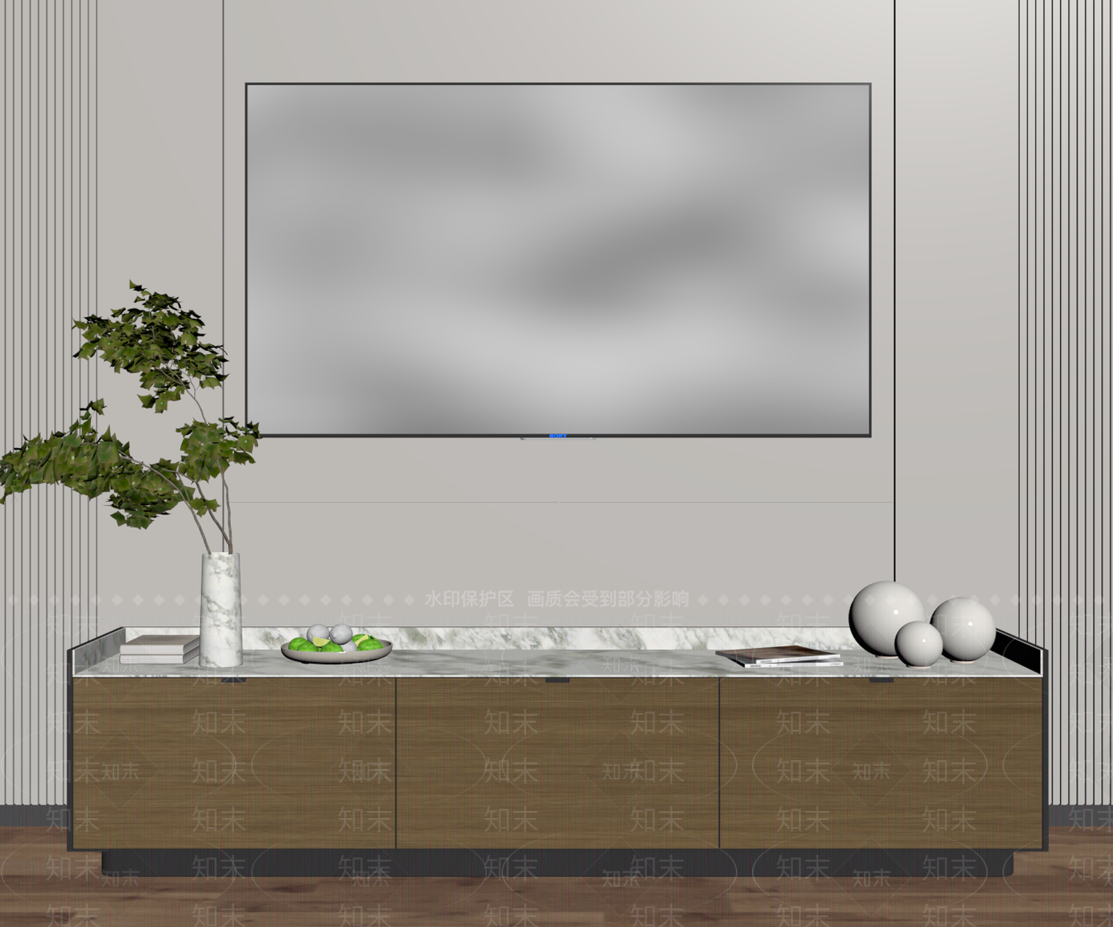现代北欧电视柜SU模型下载【ID:1186368743】