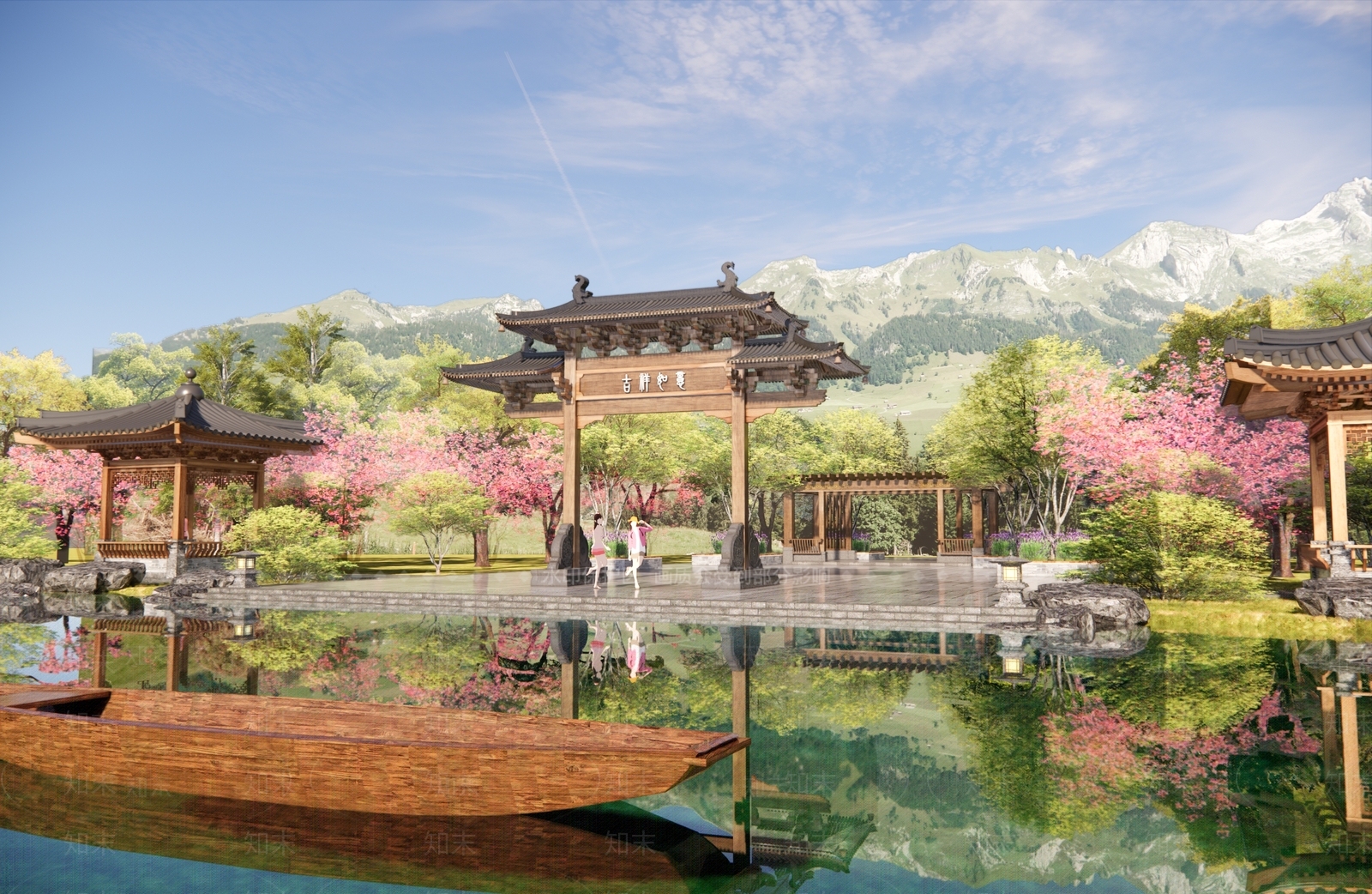 现代新中式牌坊牌楼SU模型下载【ID:1186369843】