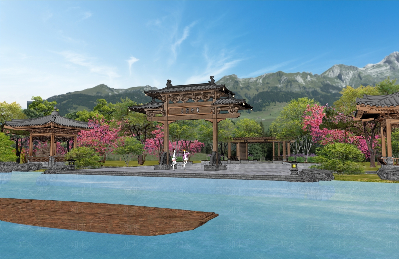 现代新中式牌坊牌楼SU模型下载【ID:1186369843】