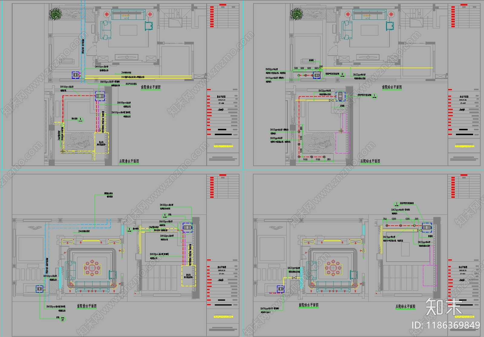 日式极简庭院cad施工图下载【ID:1186369849】