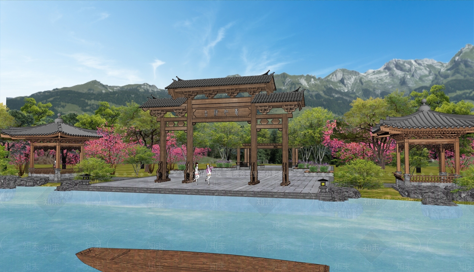 现代新中式牌坊牌楼SU模型下载【ID:1186370029】