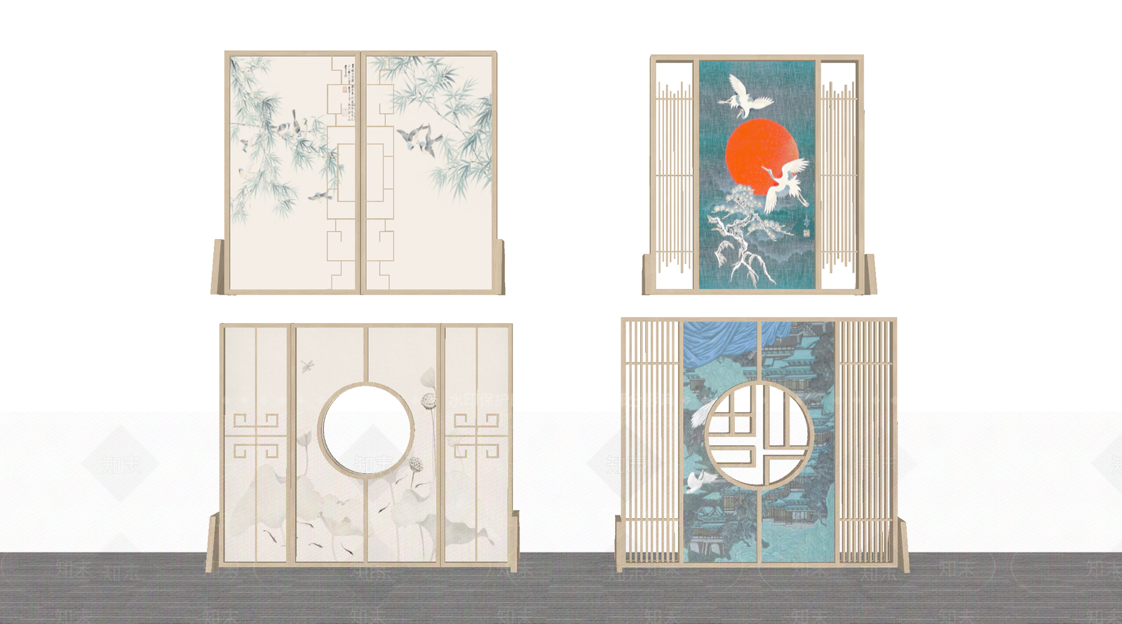 中式屏风SU模型下载【ID:1186370547】