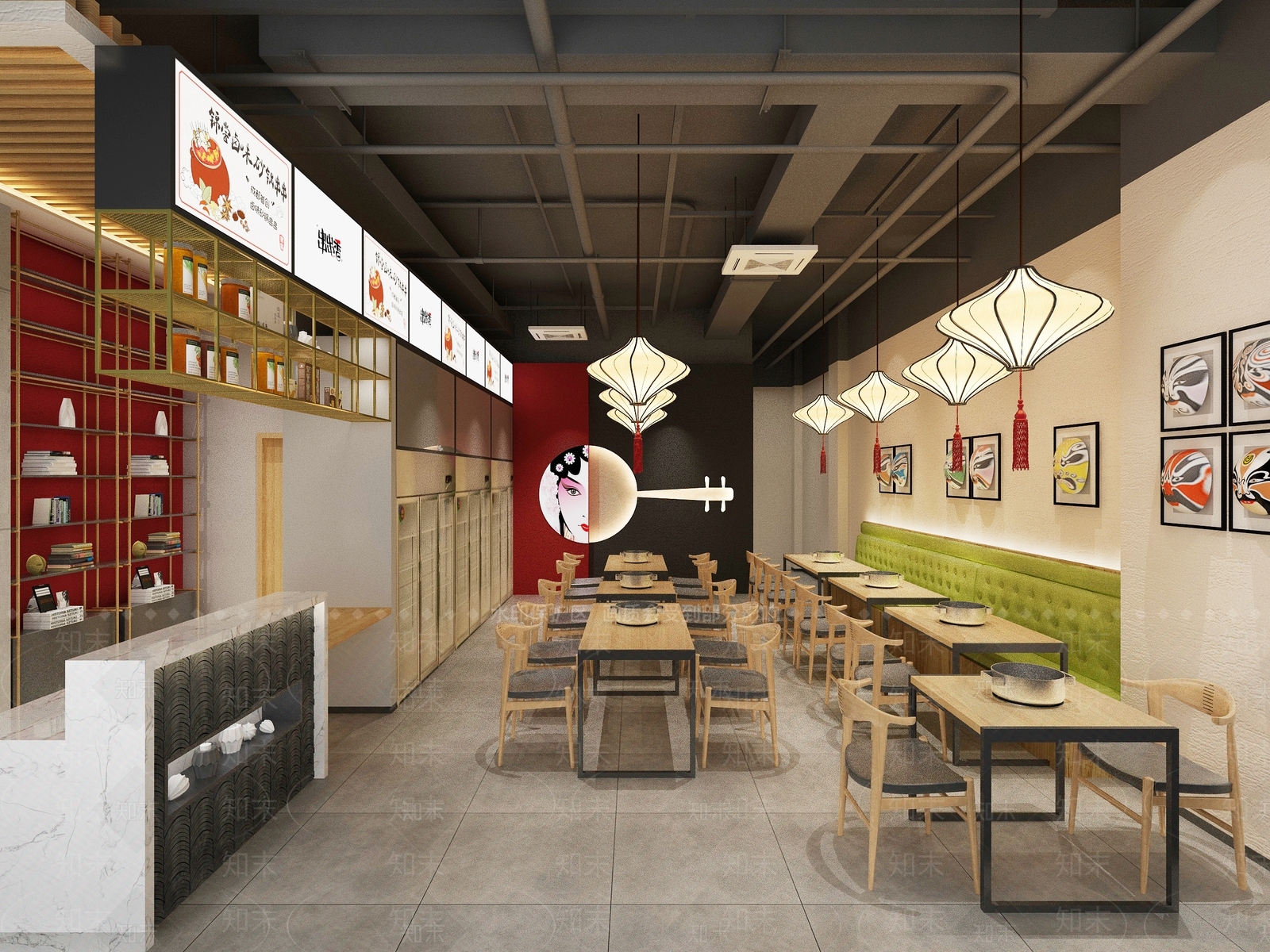 中式咖啡厅SU模型下载【ID:1186370766】