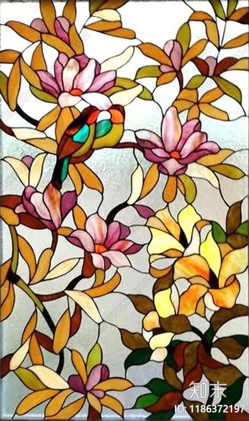 法式美式彩绘玻璃贴图下载【ID:1186372197】