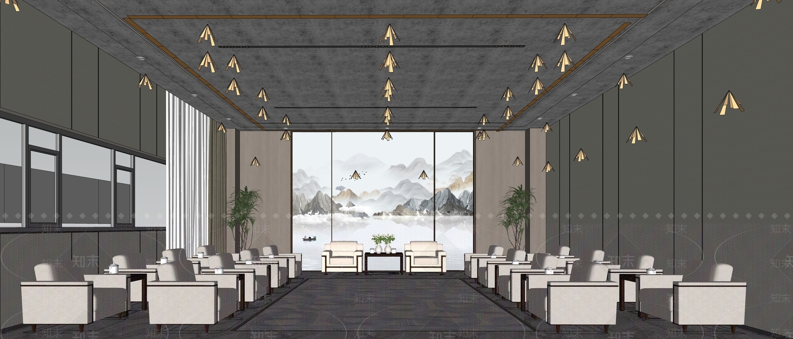 现代休息区SU模型下载【ID:1186376158】