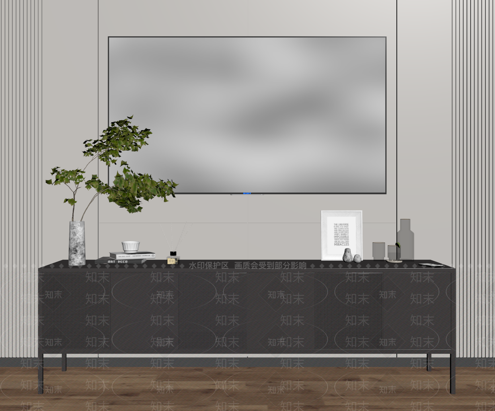 现代北欧电视柜SU模型下载【ID:1186383136】