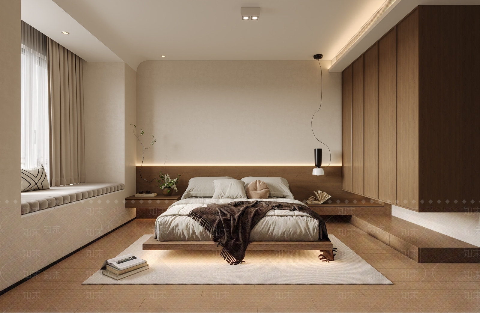 悬浮双人床家居卧室3D模型下载【ID:1227535616】