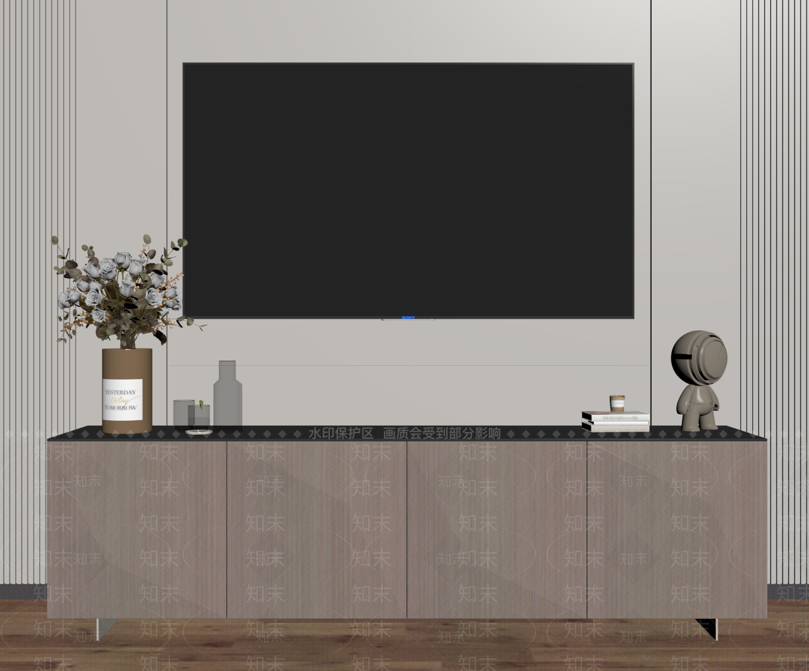 现代简约电视柜SU模型下载【ID:1186384896】