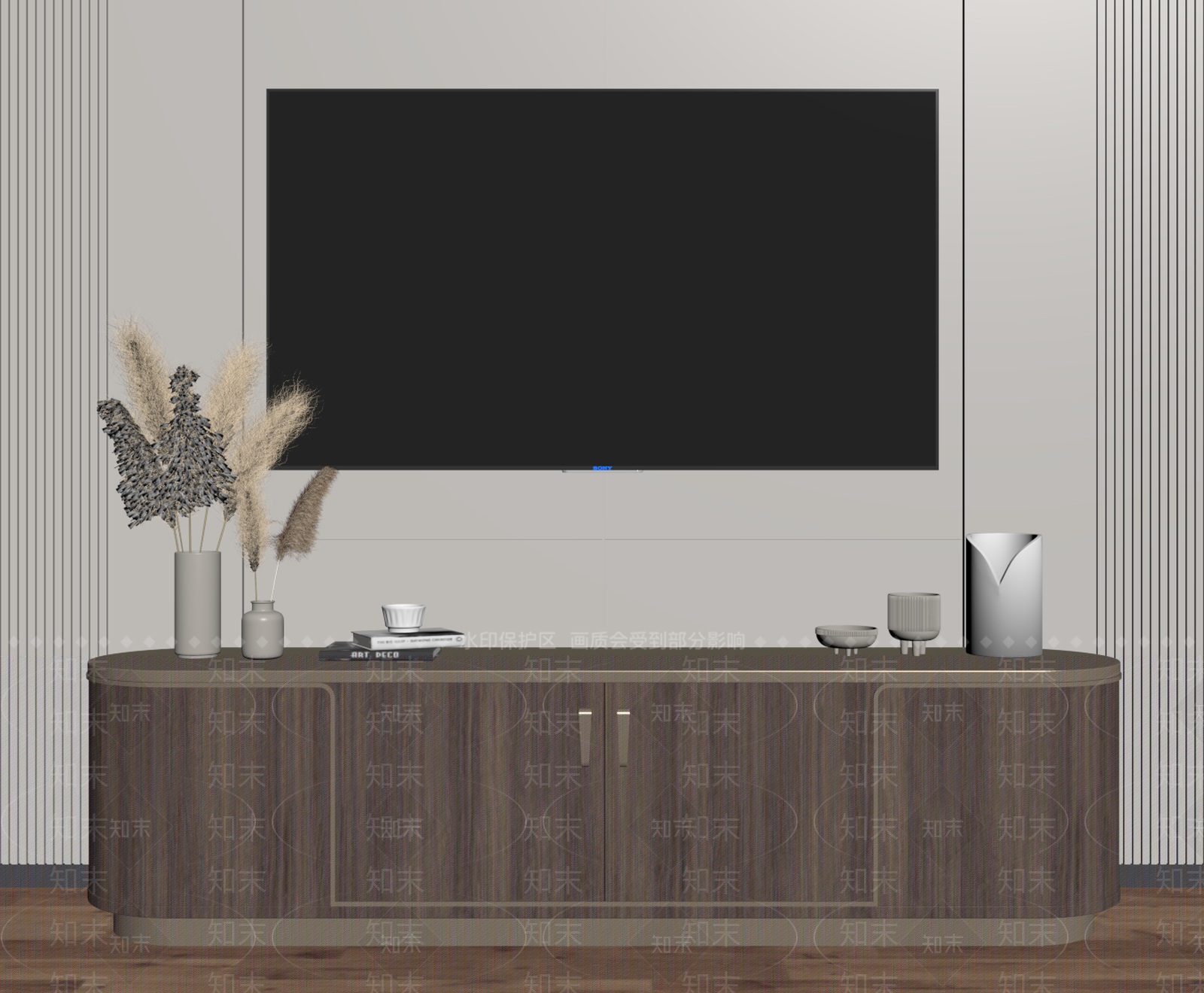 中古侘寂电视柜SU模型下载【ID:1186384914】