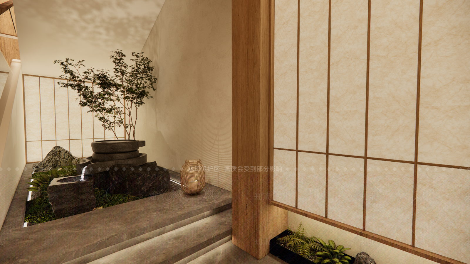 新中式侘寂楼梯间SU模型下载【ID:1186389364】