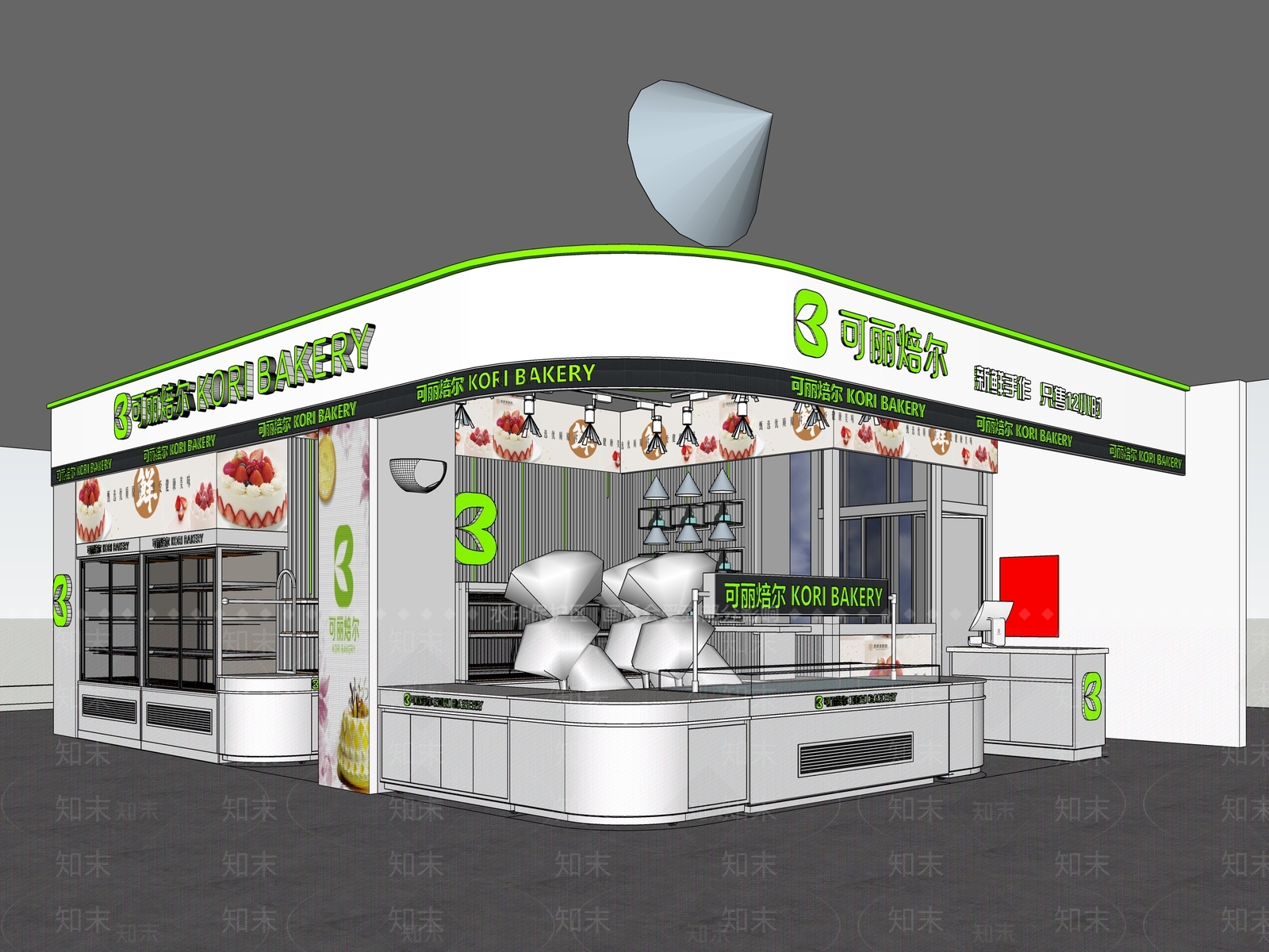 现代甜品面包店SU模型下载【ID:1186389980】