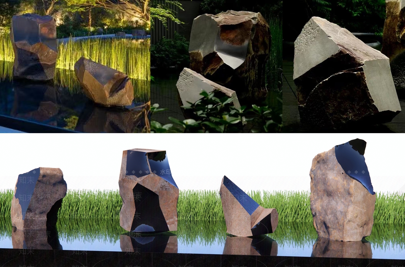 新中式日式石头SU模型下载【ID:1186391443】