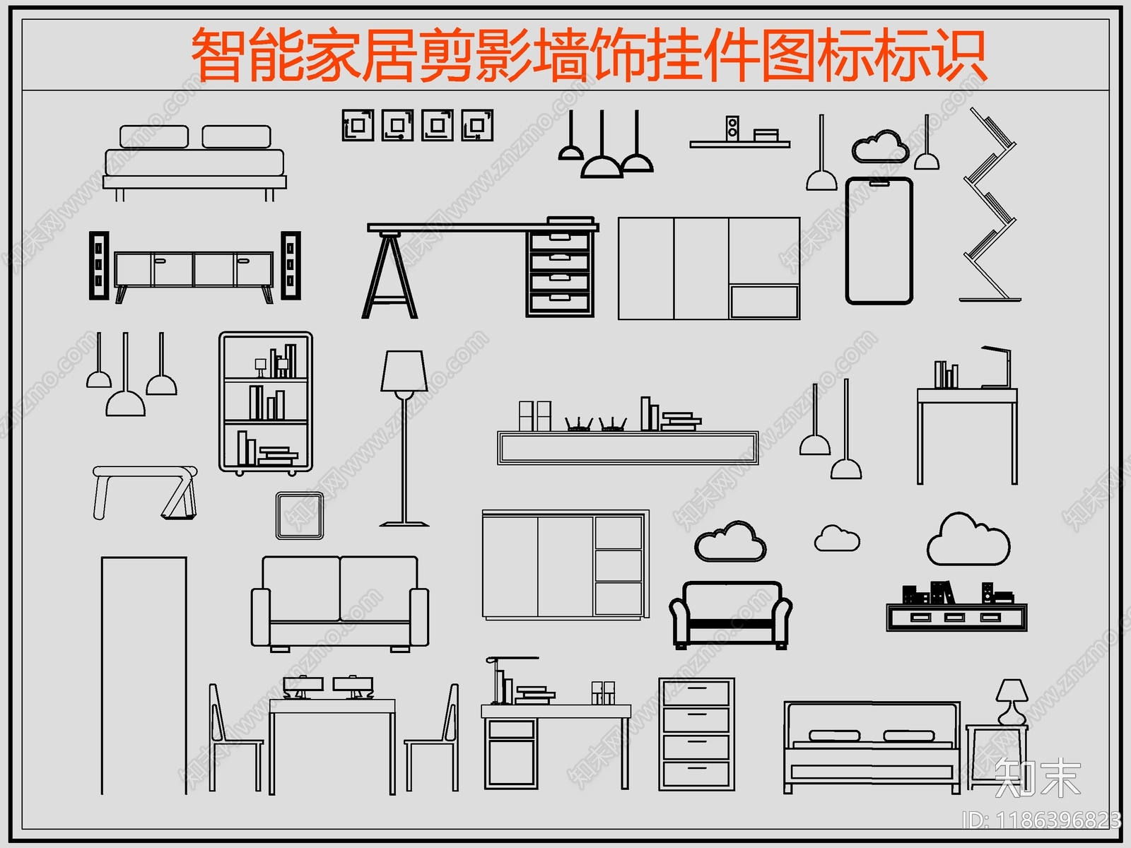 现代剪影图库施工图下载【ID:1186396823】