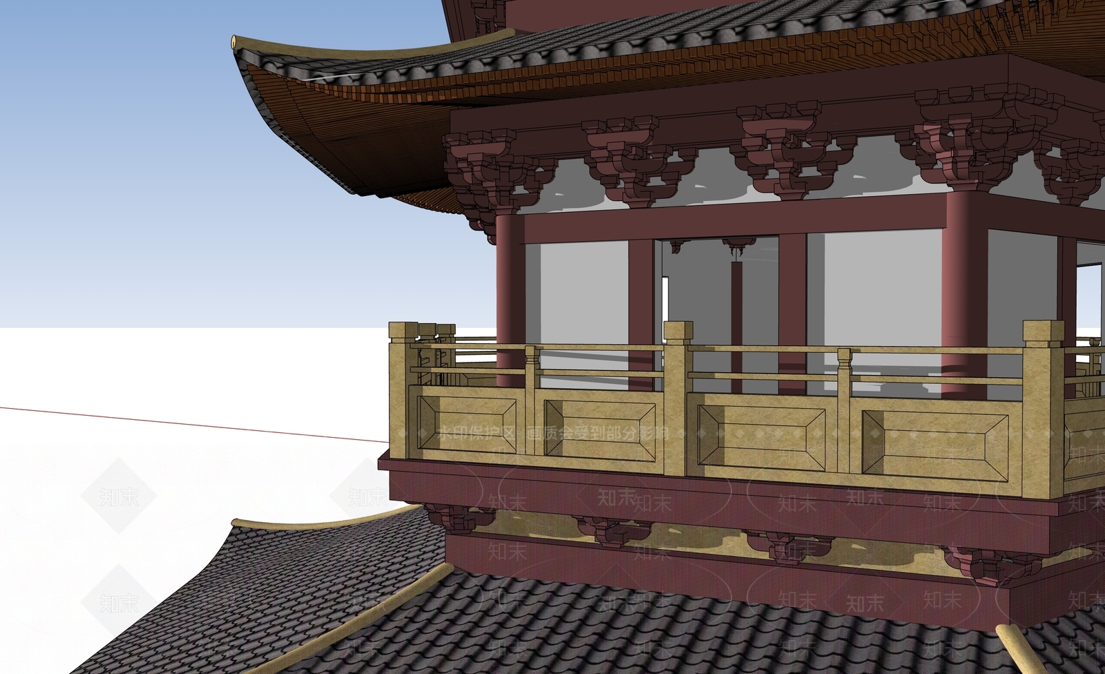 中式日式塔楼SU模型下载【ID:1186397024】