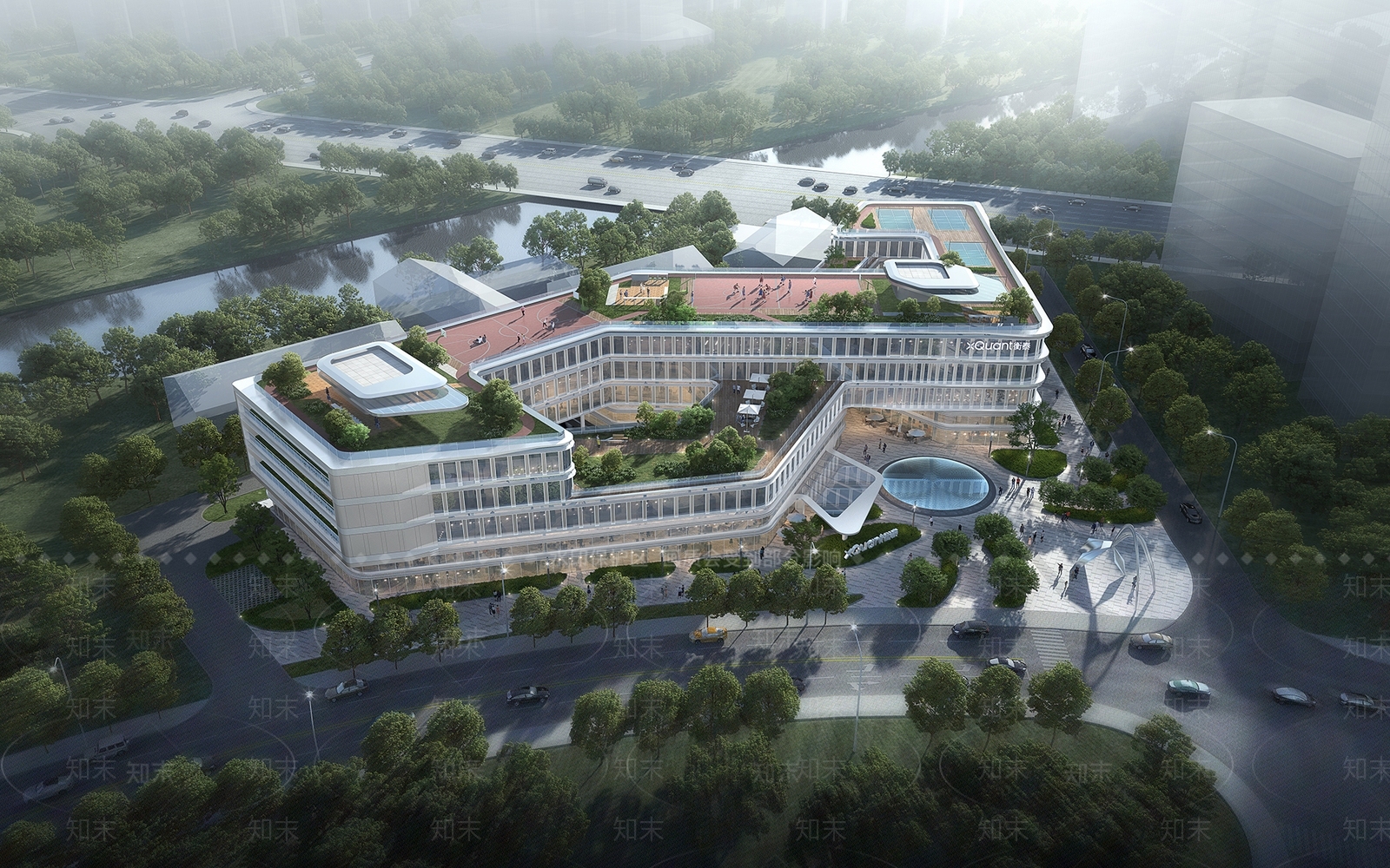 现代极简办公楼SU模型下载【ID:1186398606】