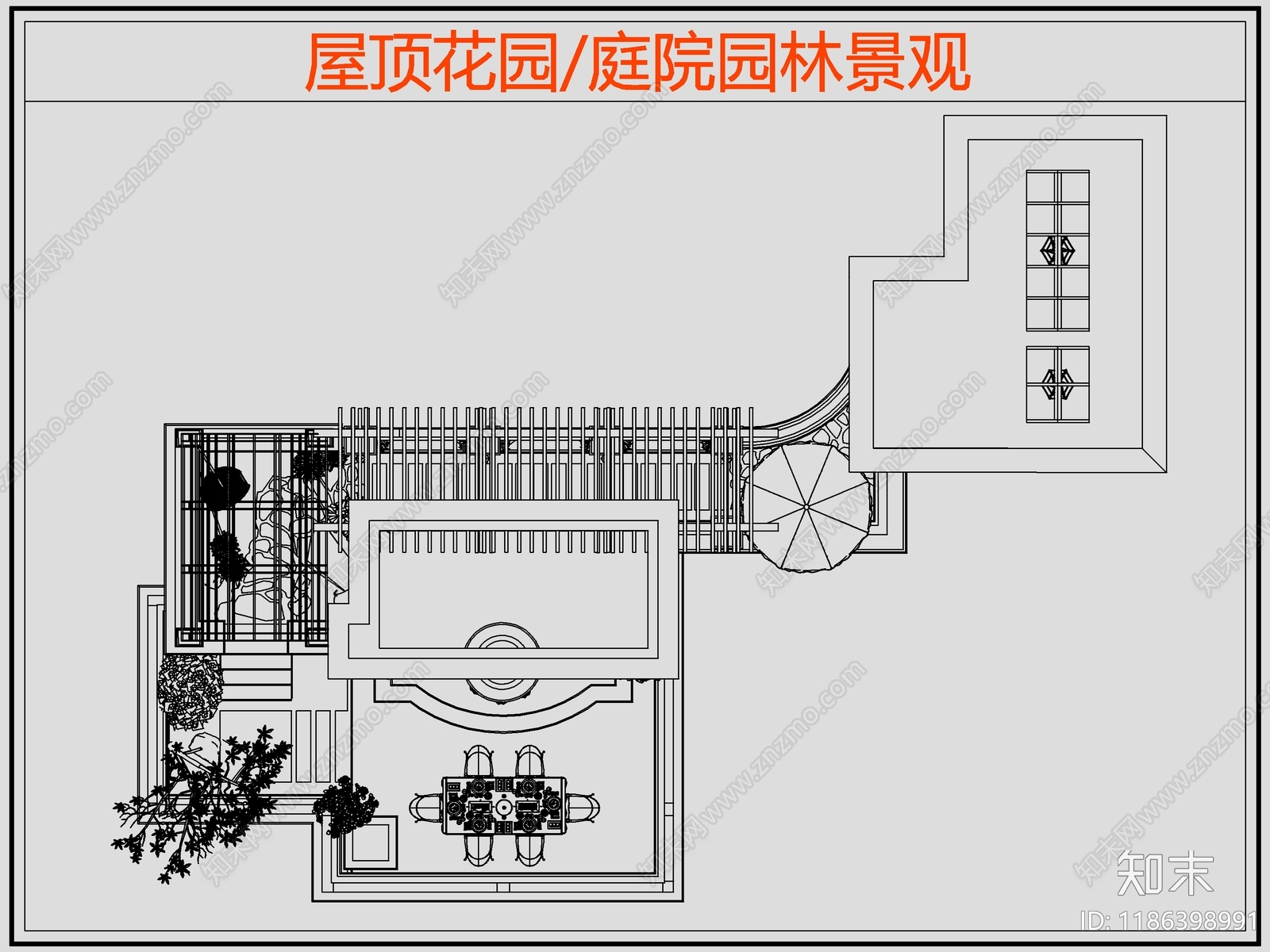 现代庭院施工图下载【ID:1186398991】