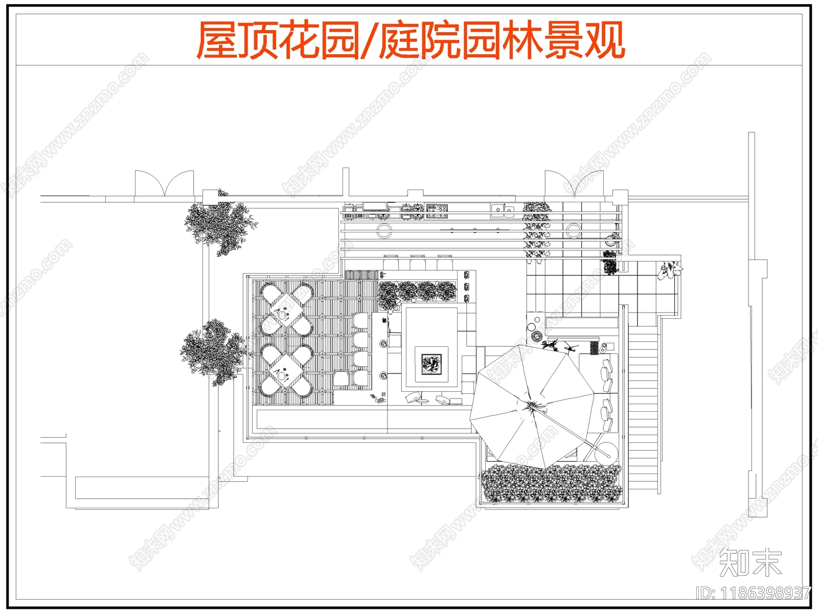 现代庭院施工图下载【ID:1186398937】