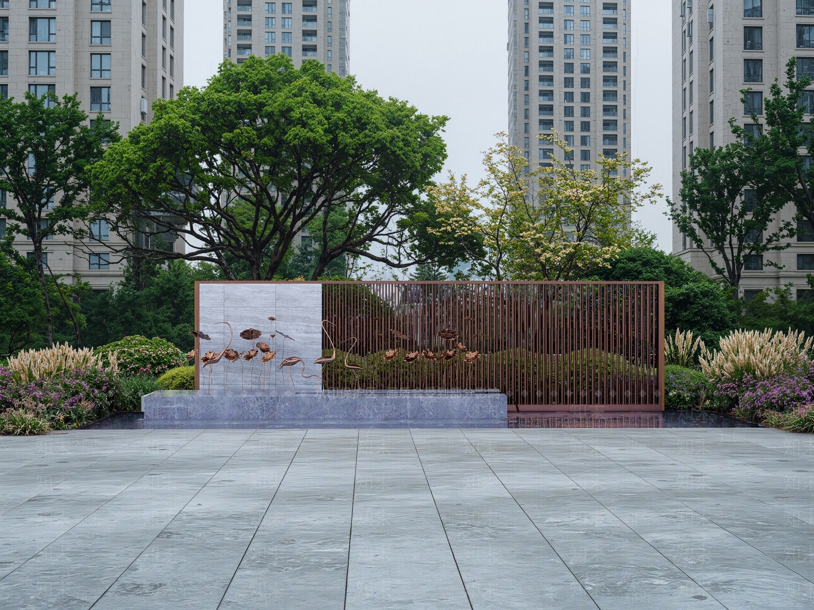 新中式现代小区景观SU模型下载【ID:1186400241】