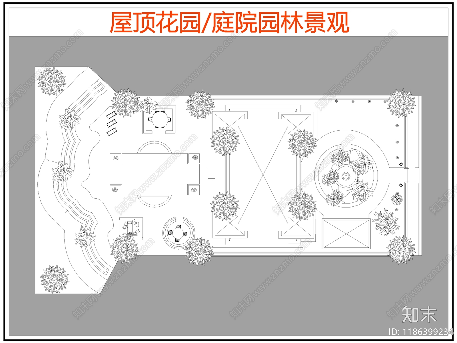 现代庭院施工图下载【ID:1186399234】