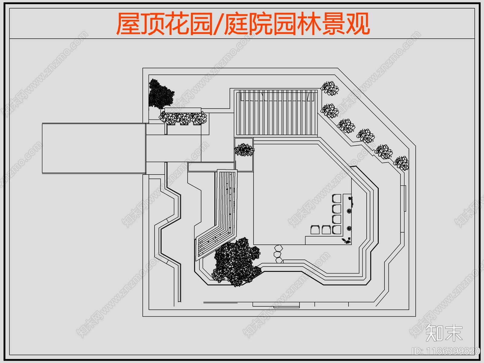 屋顶花园园林庭院景观48施工图下载【ID:1186399820】