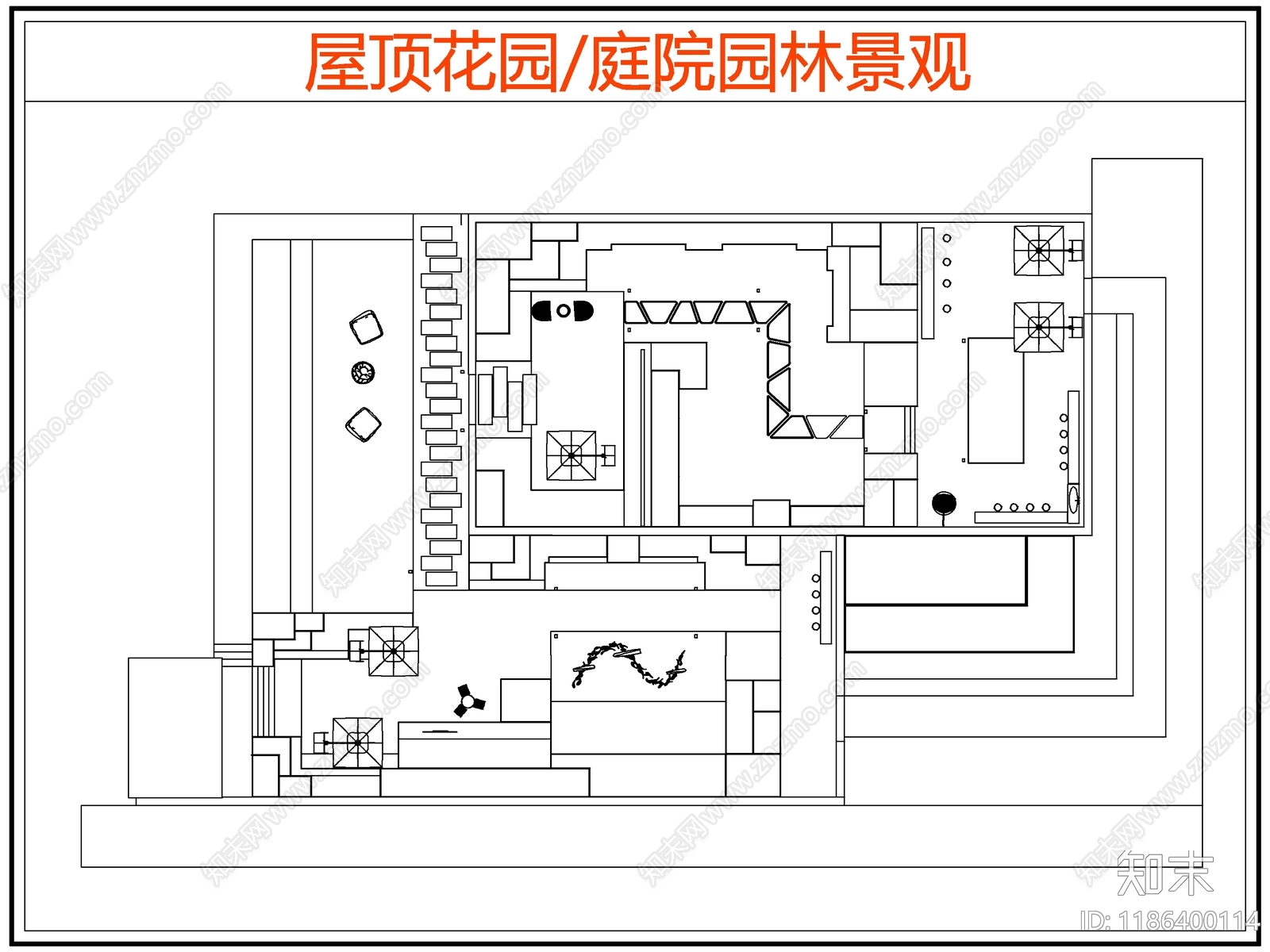 现代庭院施工图下载【ID:1186400114】