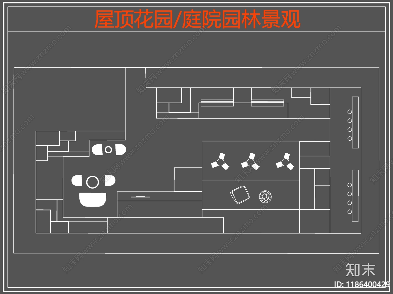 现代庭院cad施工图下载【ID:1186400429】