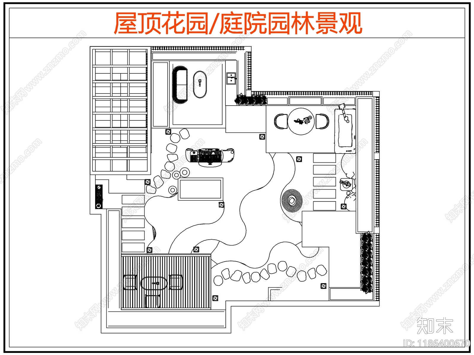 现代庭院施工图下载【ID:1186400670】