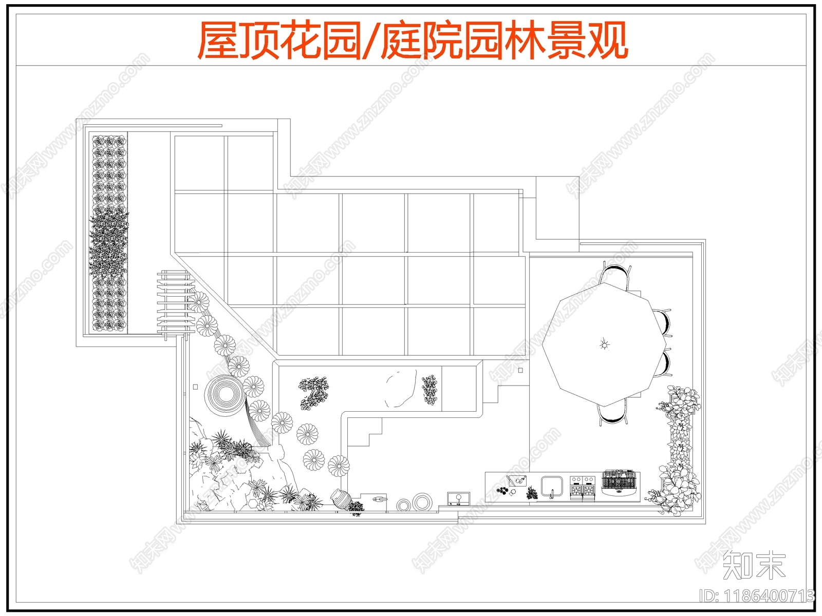现代庭院施工图下载【ID:1186400713】