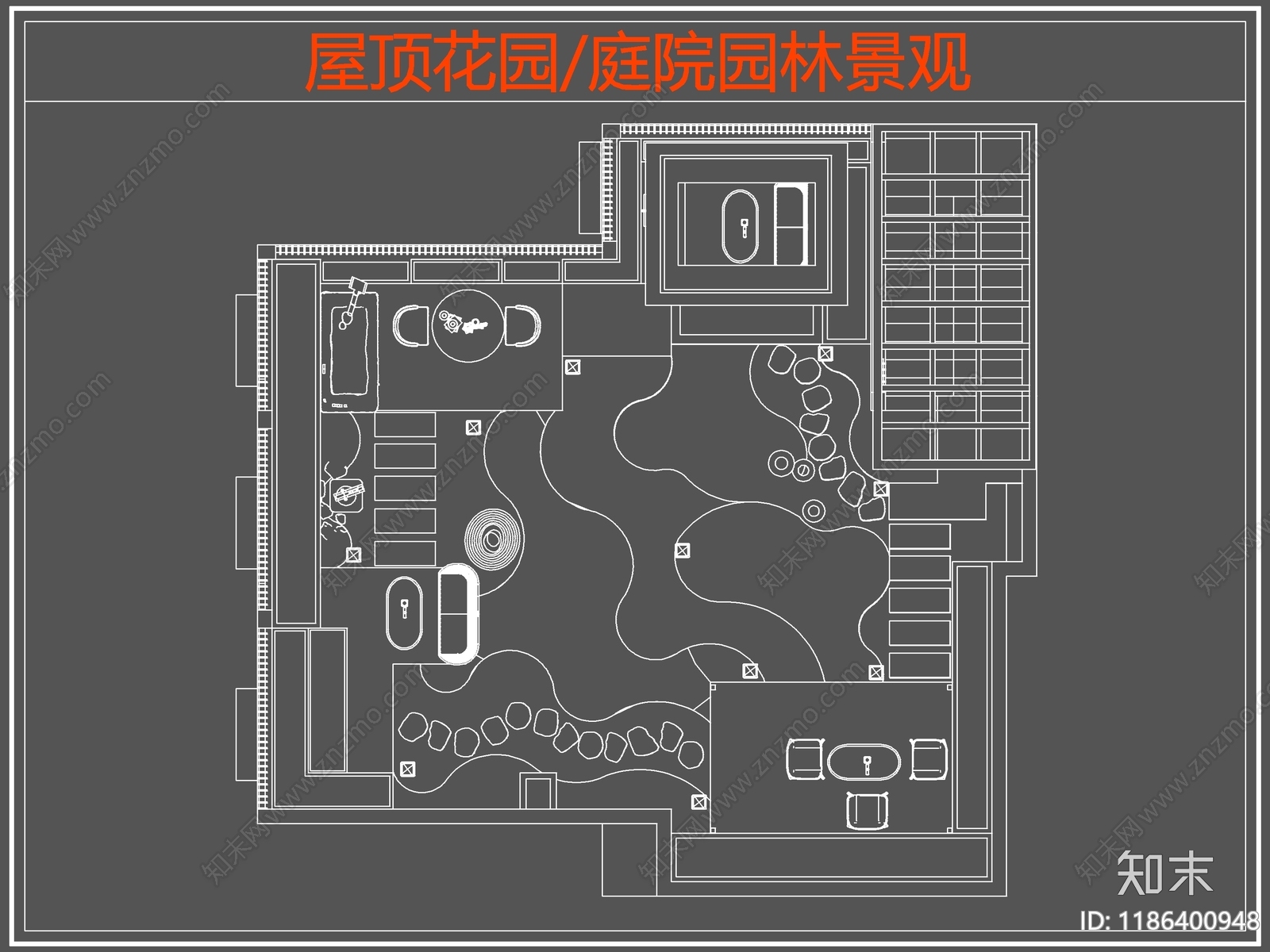 现代庭院施工图下载【ID:1186400948】