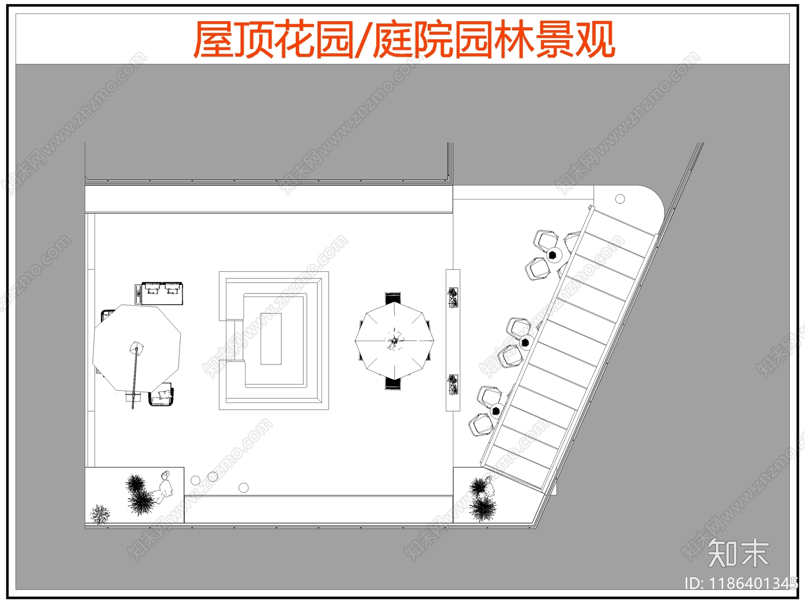 现代庭院施工图下载【ID:1186401345】