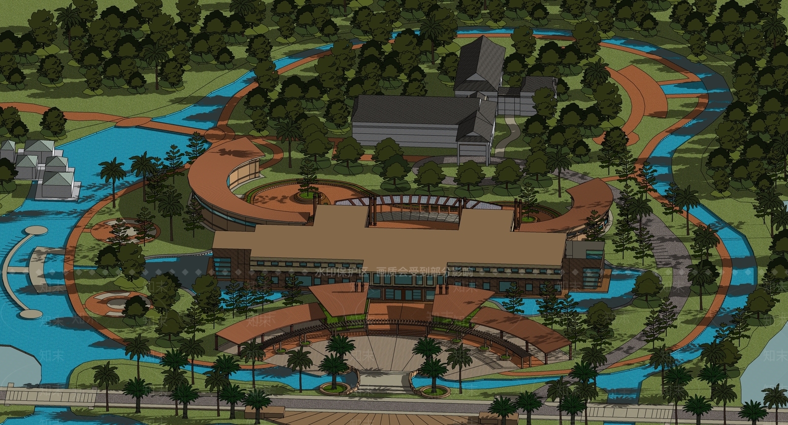 现代景观公园SU模型下载【ID:1186405014】