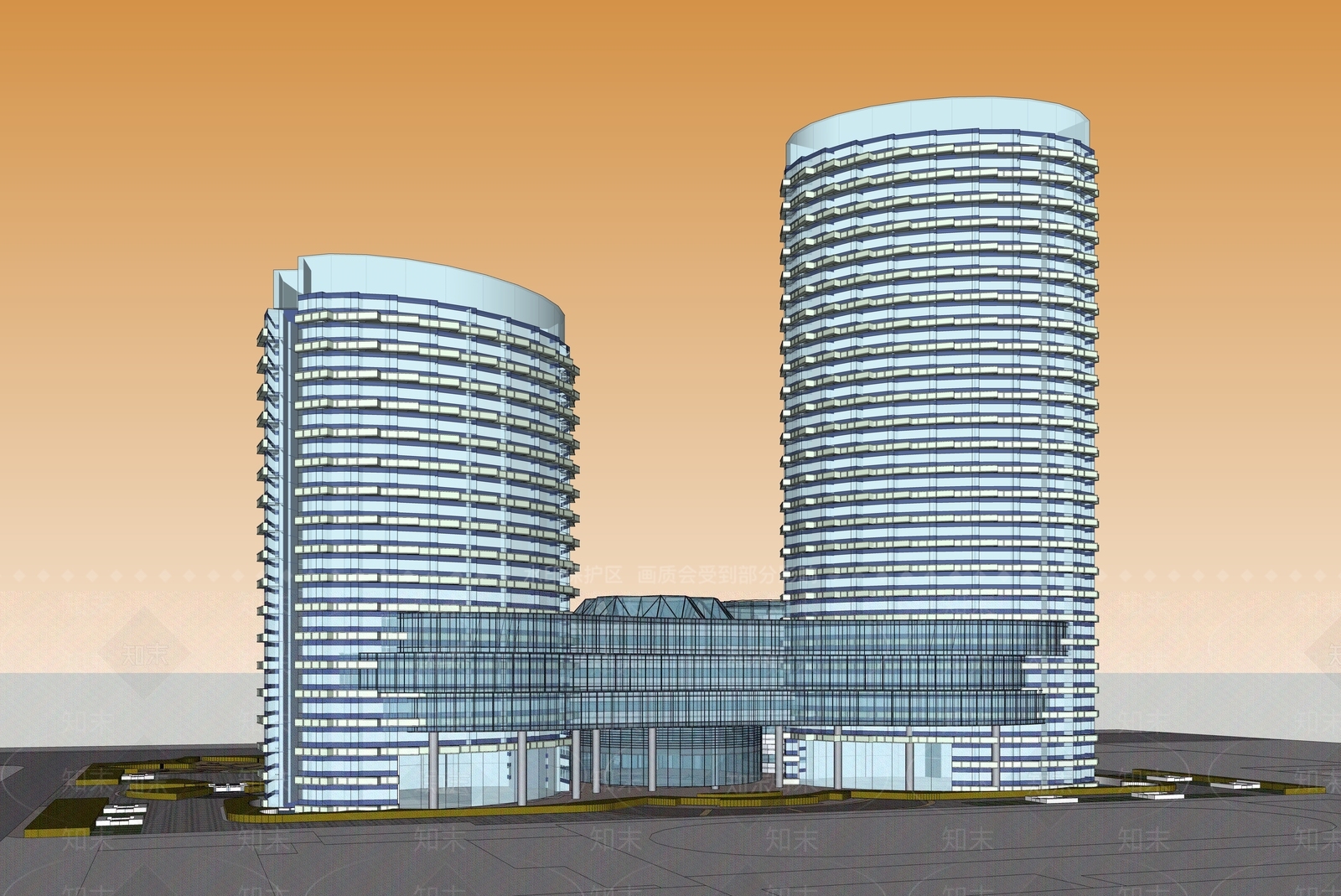 现代酒店建筑SU模型下载【ID:1186408673】