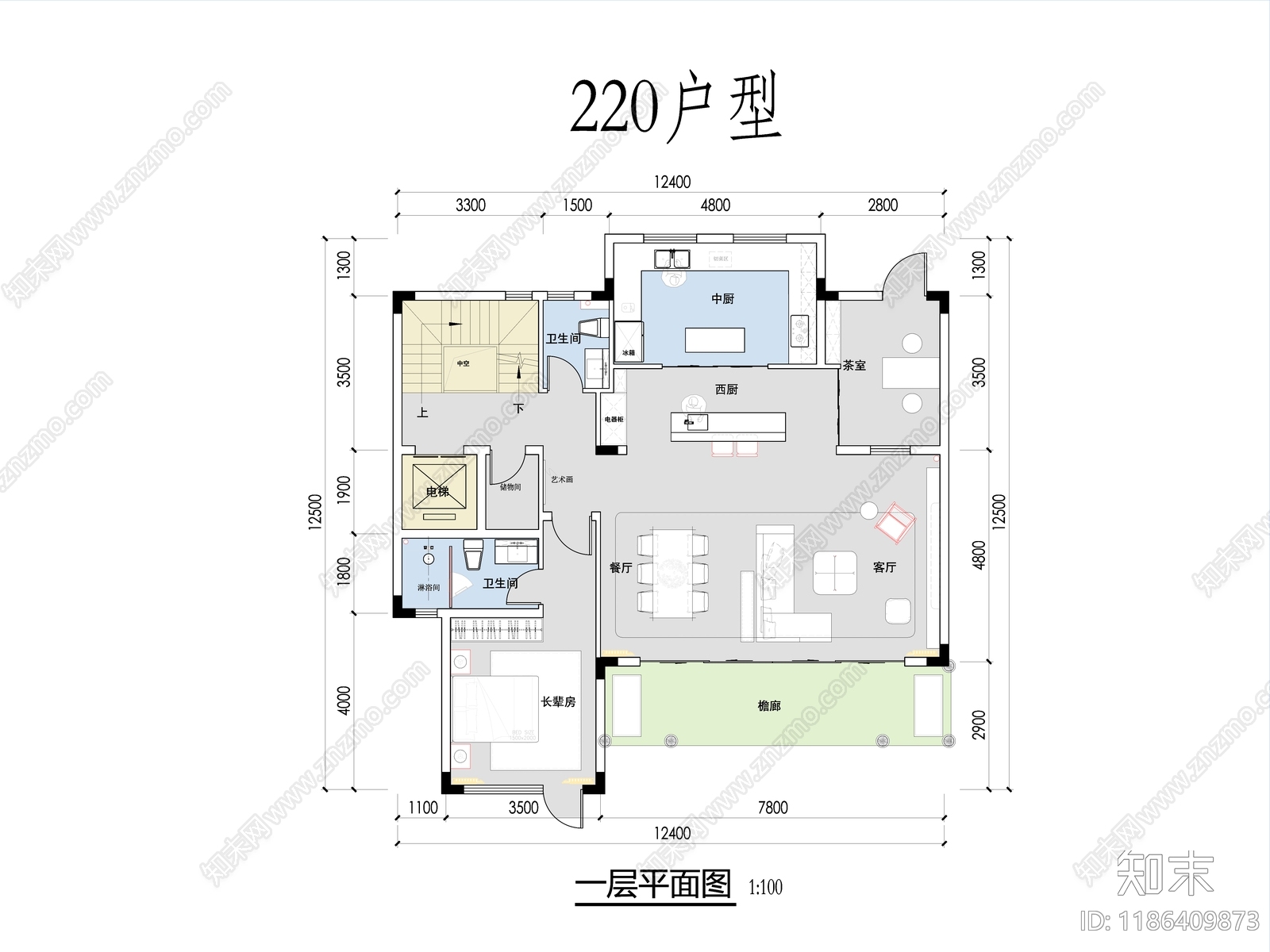 现代别墅建筑施工图下载【ID:1186409873】