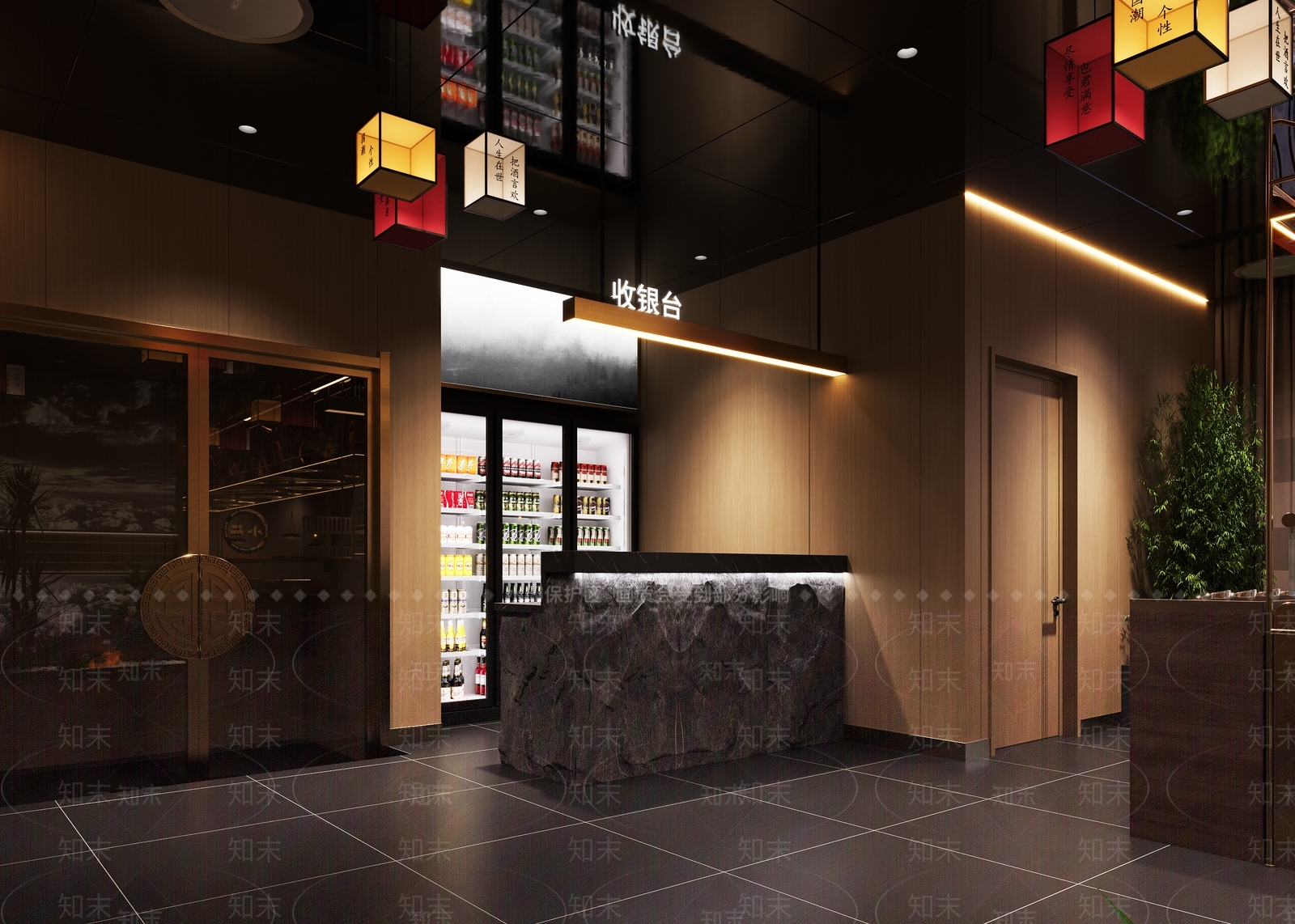 现代新中式烧烤店3D模型下载【ID:1186419386】