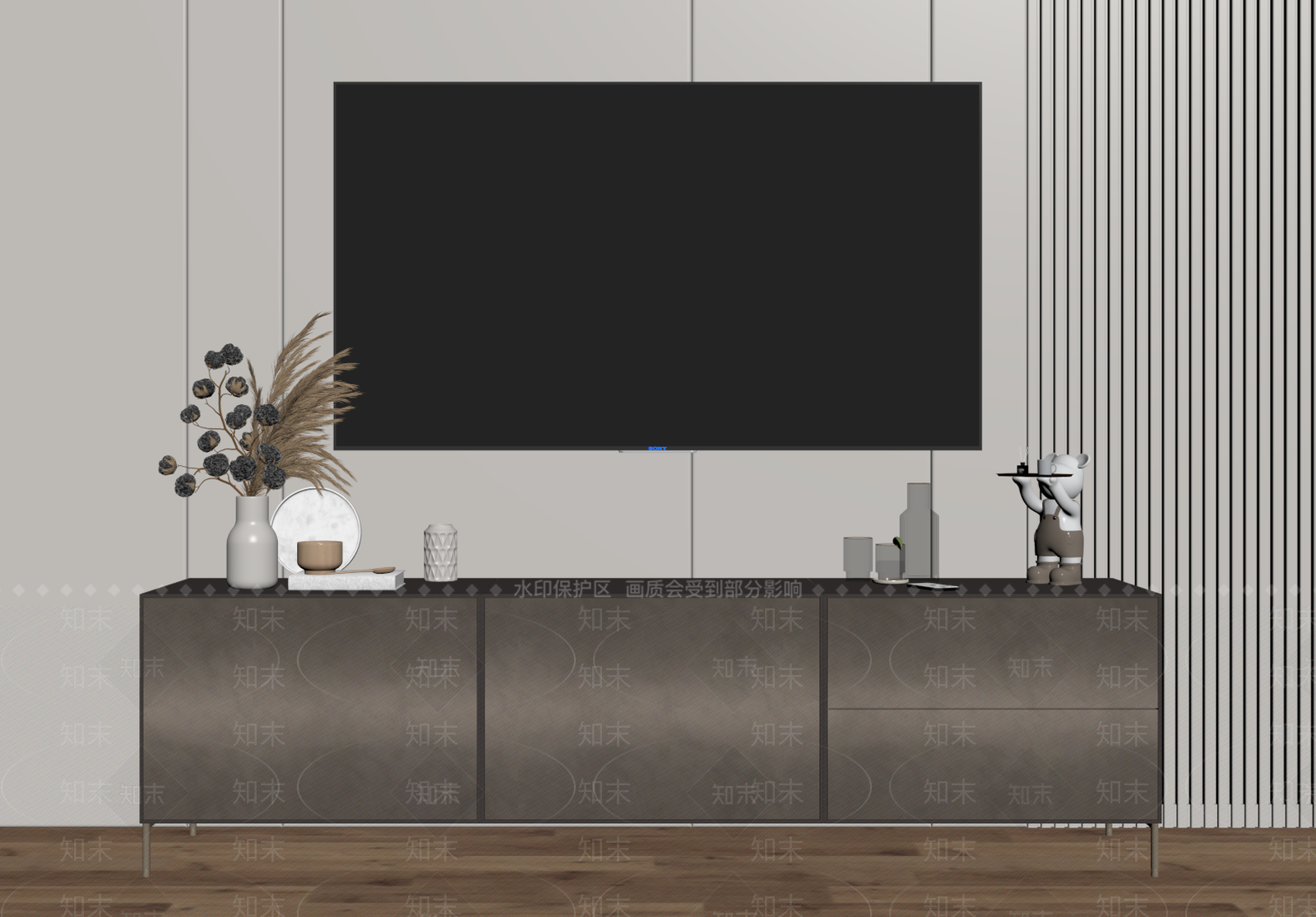 现代极简电视柜SU模型下载【ID:1186420691】