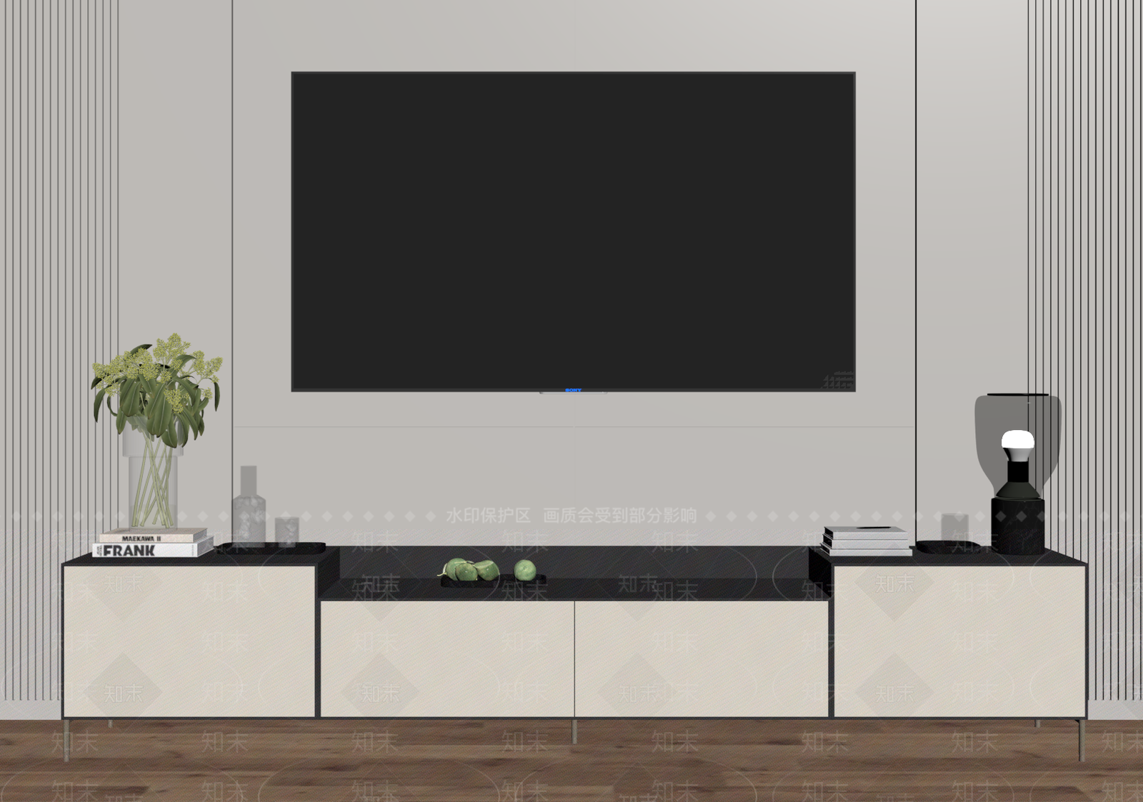 现代奶油电视柜SU模型下载【ID:1186420687】