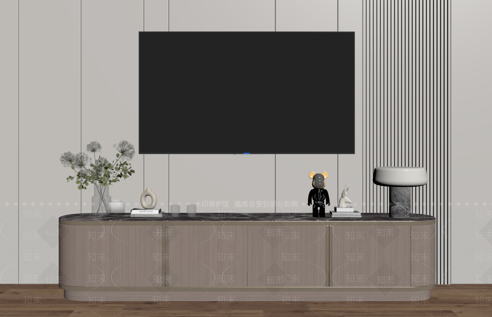 现代轻奢电视柜SU模型下载【ID:1186420978】