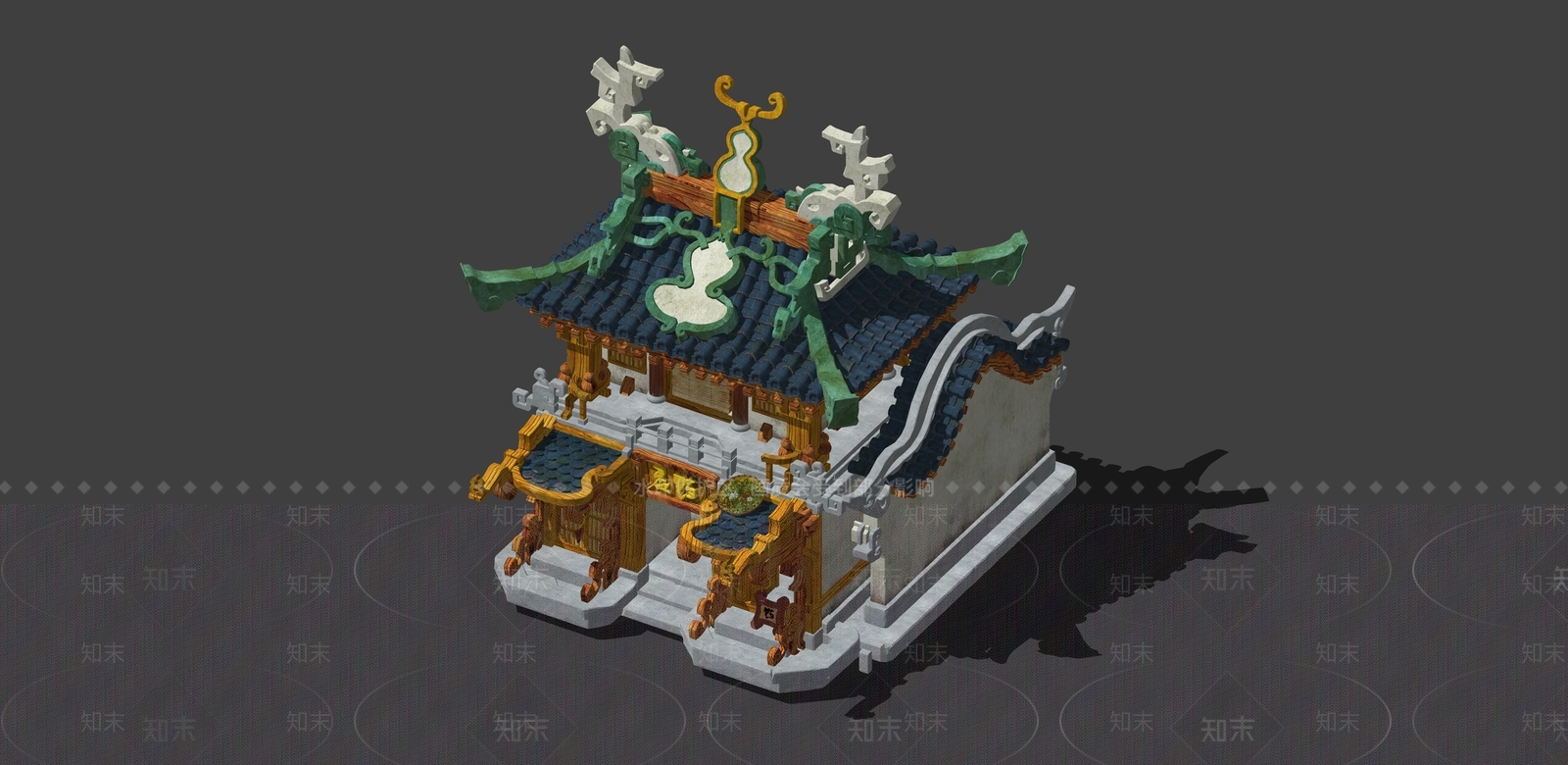 中式复古古建筑SU模型下载【ID:1186420308】
