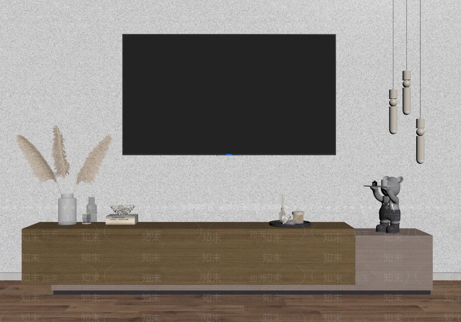现代原木电视柜SU模型下载【ID:1186422186】