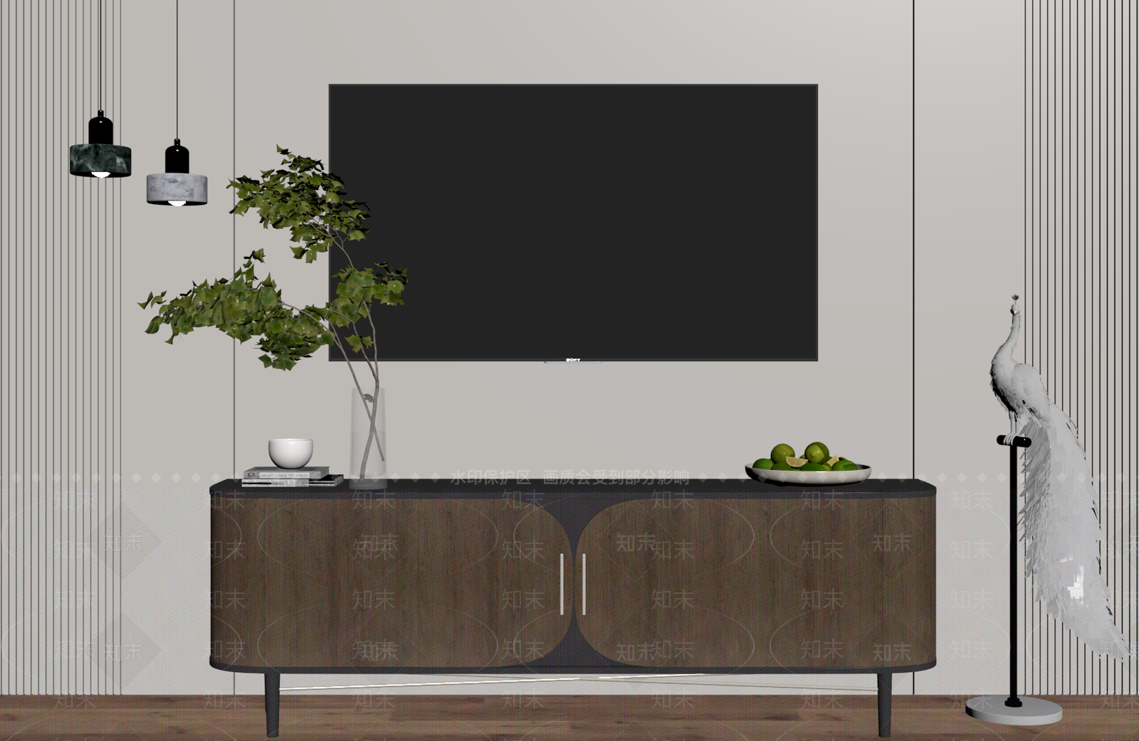 现代原木电视柜SU模型下载【ID:1186422260】