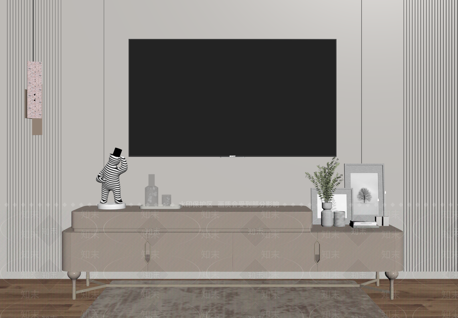 现代奶油电视柜SU模型下载【ID:1186422223】