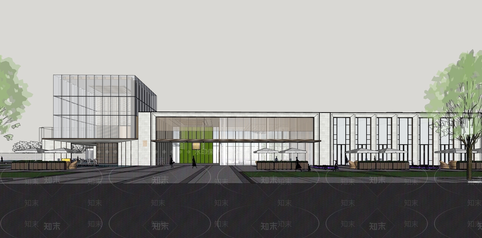 现代轻奢小区建筑SU模型下载【ID:1186422619】