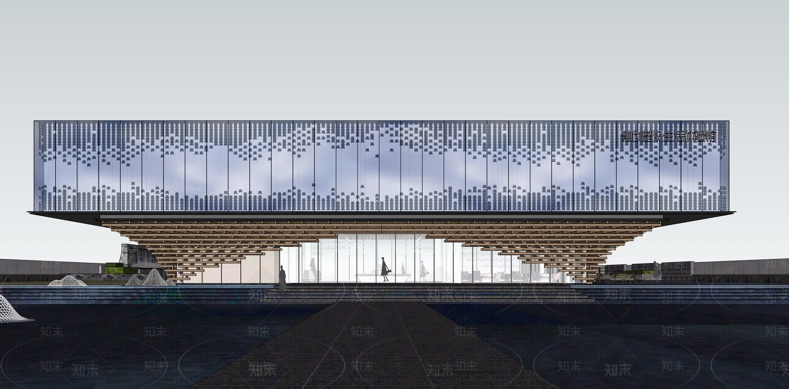 现代新中式小区建筑SU模型下载【ID:1186423293】